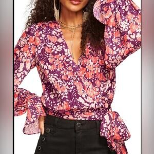 Ramy Brook Women's Melody Floral Surplice Blouse. Wrap front style top size XS